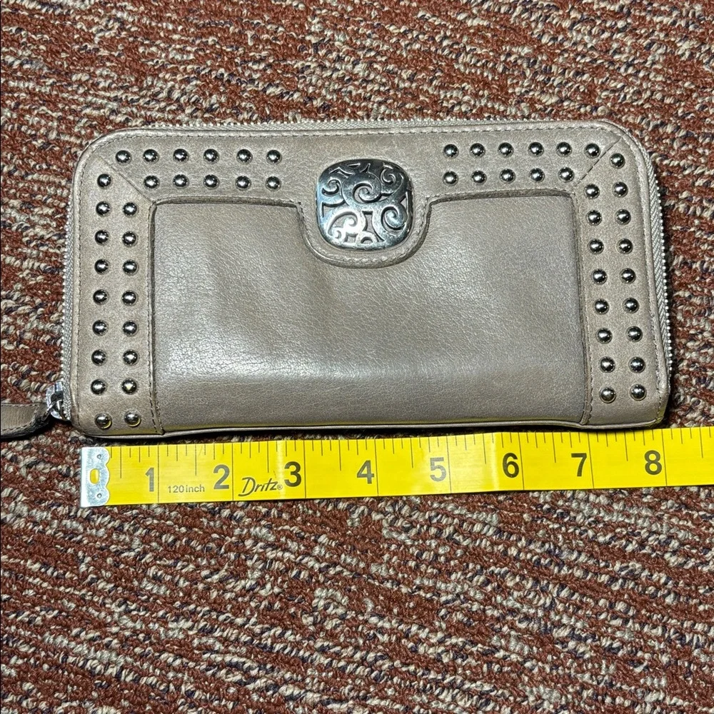 Brighton pretty tough studded medium leather wallet in Buff